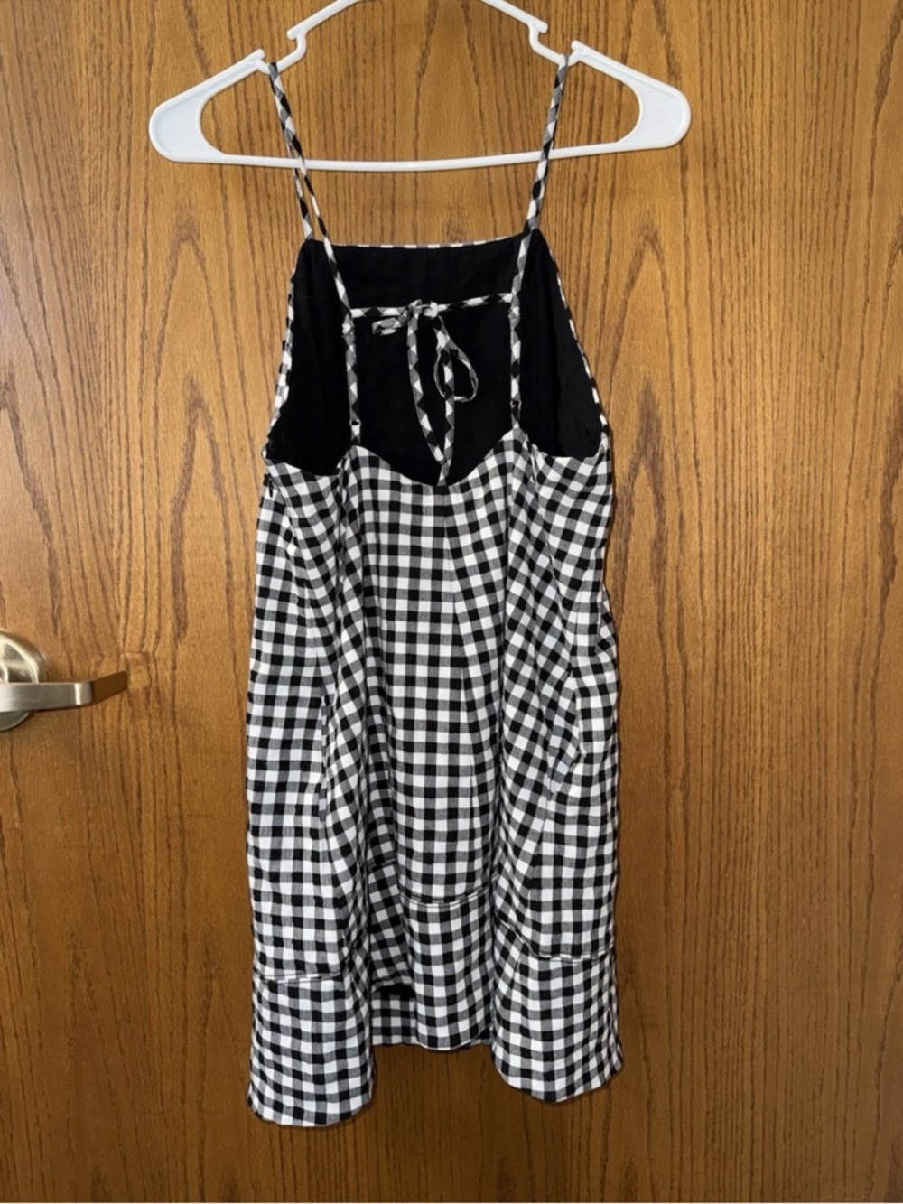 Anthropologie Apron Style Mini Dress Black White Check With Pockets Gingham XS - Picture 5 of 11